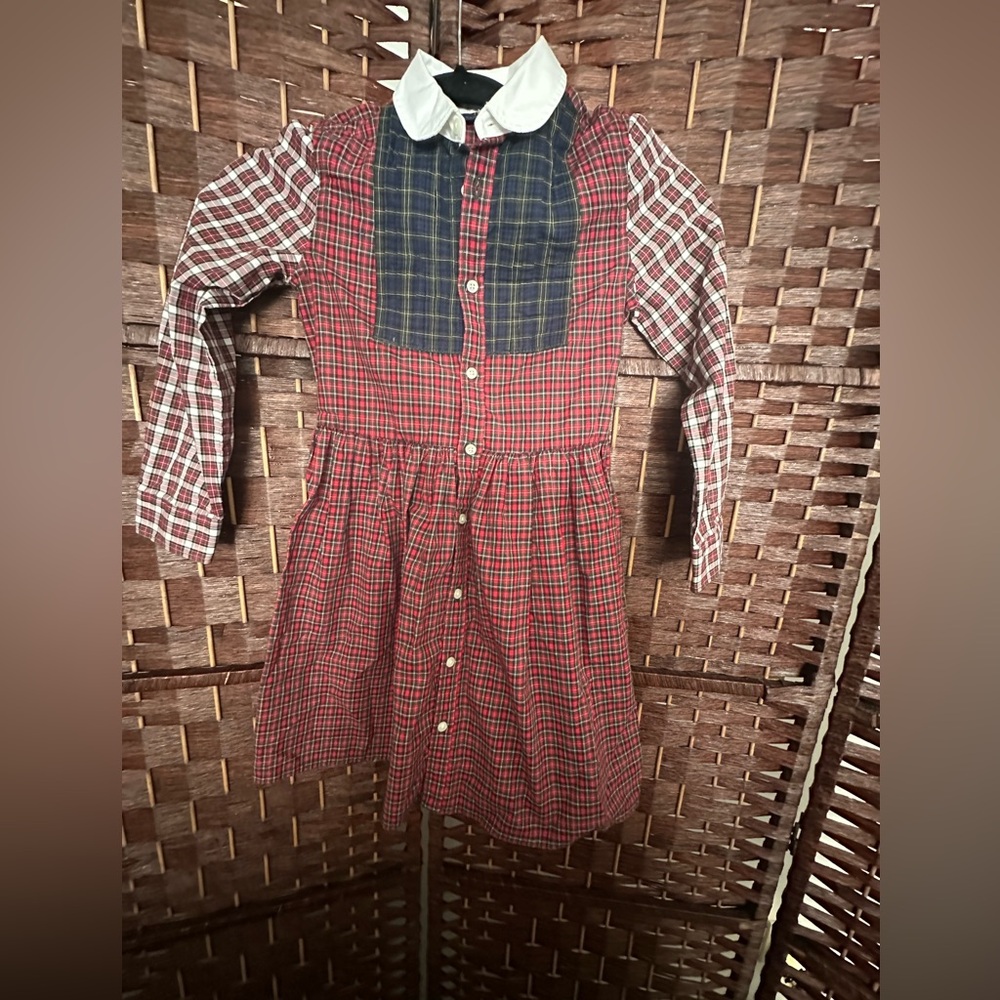 Polo by Ralph Lauren Red and Navy Checkered Girls Dress Size 6X